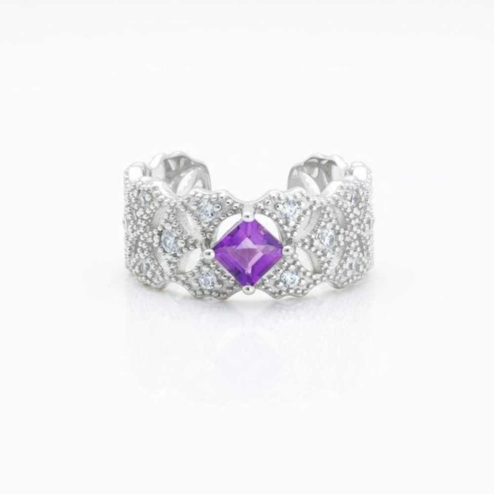 Natural Amethyst Stone Sterling Silver Ring
